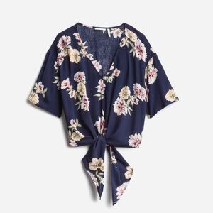 Tie Front Floral Blouse